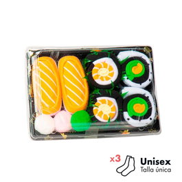 Funny Xmas Coffret cadeau de 3 paires de chaussettes modèle sushi