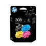HP 308 Pack de 2 cartouches d'encre noir et couleurs (6L6S6UE) présenté pour HP Envy 6100e, 6500e, Envy 6100, Envy 6500