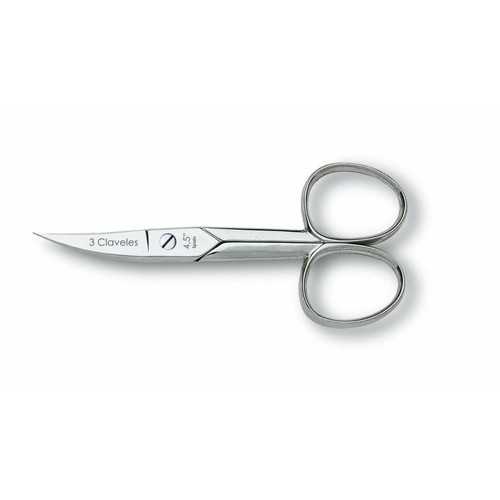 Tres Claveles - Ciseaux à ongles courbes 4.5" D 3C - Modèle à manche ergonomique pour une coupe précise