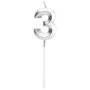 Party Time Bougie Anniversaire Chiffre 3 Argent