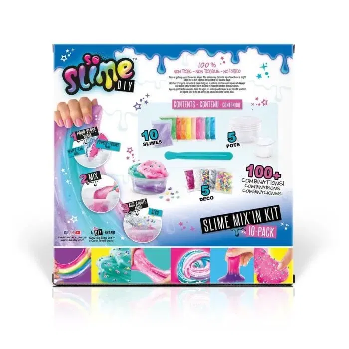 Canal Toys - Mix'in Kit - Pack de 10 Slimes Multicolores pour Enfant de 6 Ans et Plus - Coffret Créatif à Mélanger