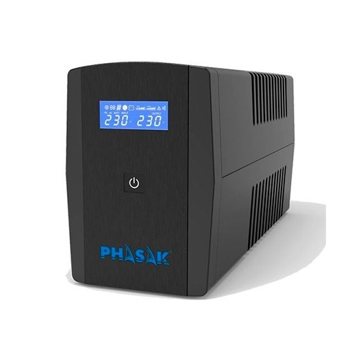 Phasak Sirius Ph SAI UPS 1200 VA 1260VA avec stabilisateur de tension pour maison et bureau Phasak Sirius Ph SAI UPS 1200 VA 1260VA avec stabilisateur de tension pour maison et bureau