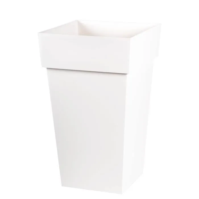 Eda Pot Toscane Carré Haut Polypropylène Blanc 39x39x65cm 62L
