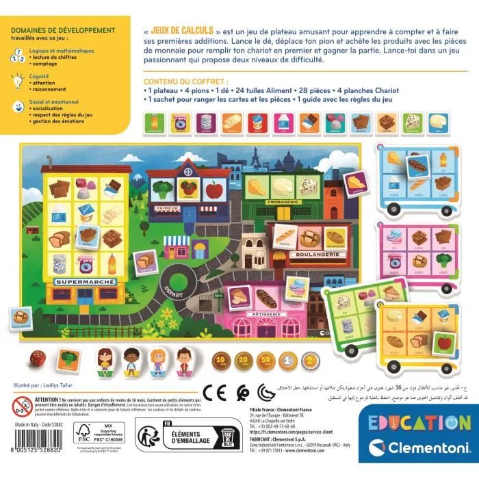 Clementoni - Jeu de Calcul et Argent pour Enfants, 2 Modes avec Plateau et Jetons, Apprendre à Compter en S'amusant Clementoni - Jeu de Calcul et Argent pour Enfants, 2 Modes avec Plateau et Jetons, Apprendre à Compter en S'amusant