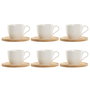 Jeu de 6 tasses avec plat Home ESPRIT Blanc Naturel Bambou Porcelaine 220 ml