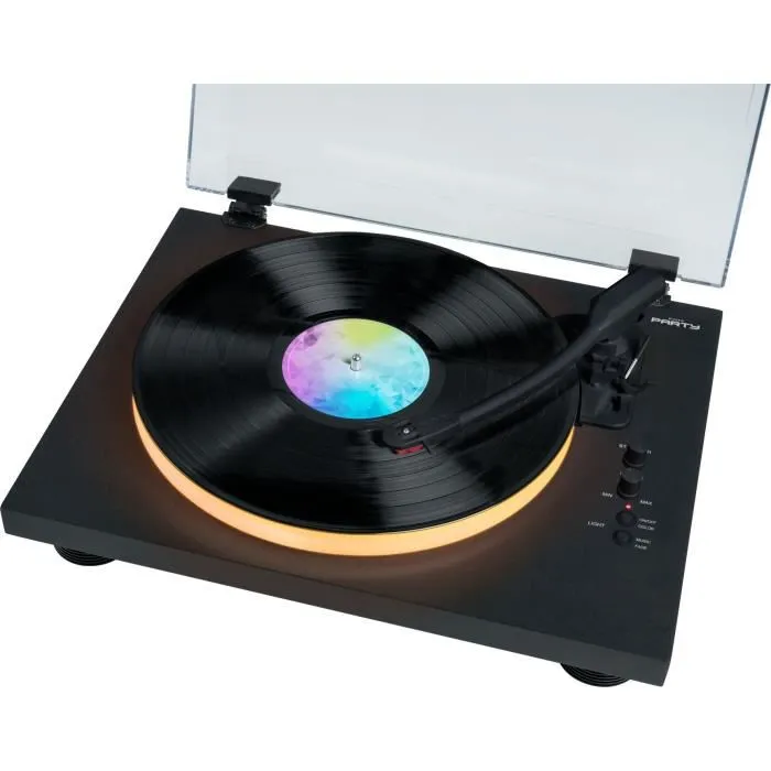 Bigben Interactive Platine Vinyle PARTYBTTDLIGHT avec Effets Lumineux et Bluetooth - Tourne-disque à Entraînement par Courroie (33/45/78 tours)