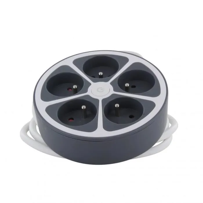 Chacon Multiprise de bureau 5 prises 16A 3680W avec interrupteur et câble 1,5m - Gris Chacon Multiprise de bureau 5 prises 16A 3680W avec interrupteur et câble 1,5m - Gris