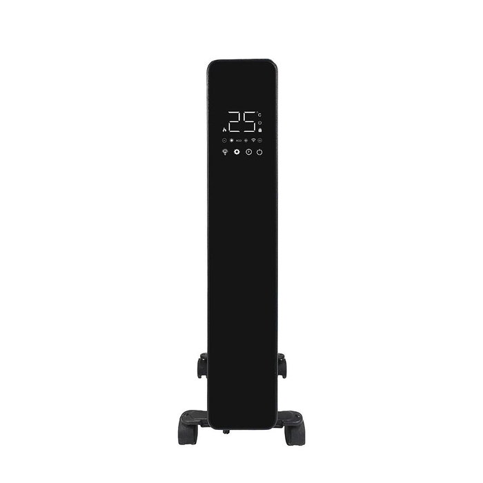 Edm Convecteur à air WiFi 2000W Noir, compatible Google Alexa, écran LED tactile, programmateur 24h, 50x22x54 cm