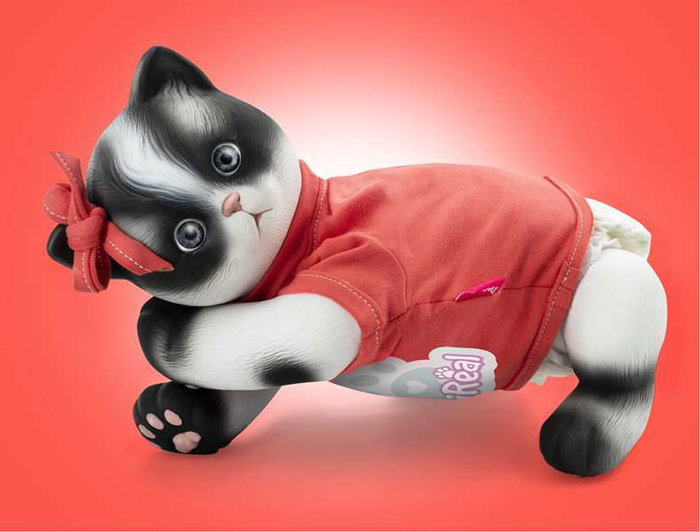 Berjuan - Figurine de chat Anireal - 35 cm - Peluche douce - Âge recommandé 3 ans