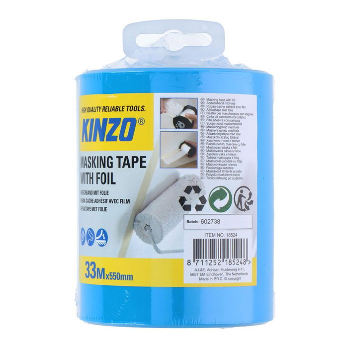 Kinzo Dispensateur avec film protecteur et ruban de masquage 550 mm x 33 m