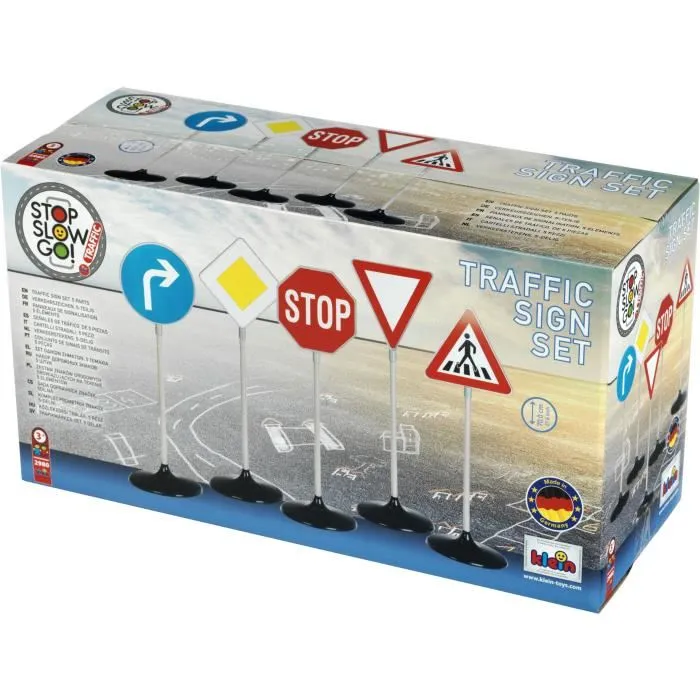 KLEIN - Set de 5 Panneaux de Signalisation Routière pour Enfant - Inclut Stop, Cédez-le-Passage, Modèle 2980, Hauteur 73 cm
