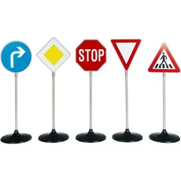 KLEIN - Set de 5 Panneaux de Signalisation Routière pour Enfant - Inclut Stop, Cédez-le-Passage, Modèle 2980, Hauteur 73 cm