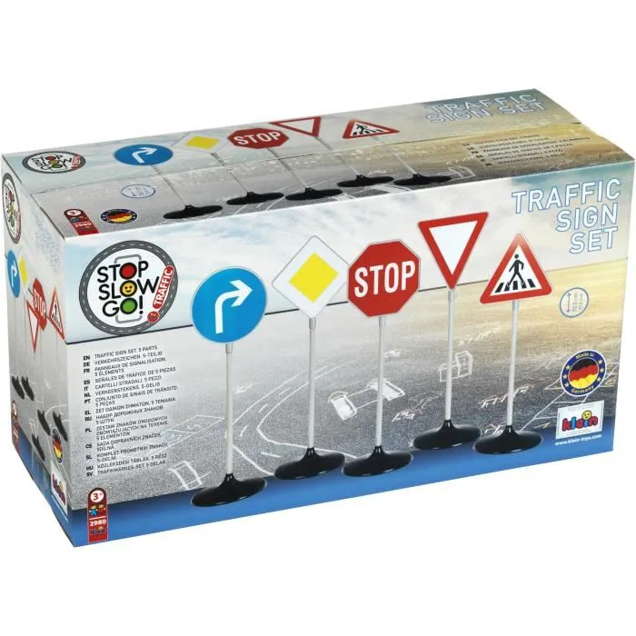 KLEIN - Set de 5 Panneaux de Signalisation Routière pour Enfant - Inclut Stop, Cédez-le-Passage, Modèle 2980, Hauteur 73 cm