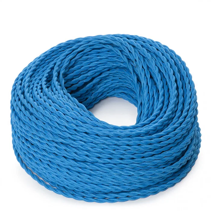 Câble électrique textile tressé 2x0,75 x 1M Turquoise