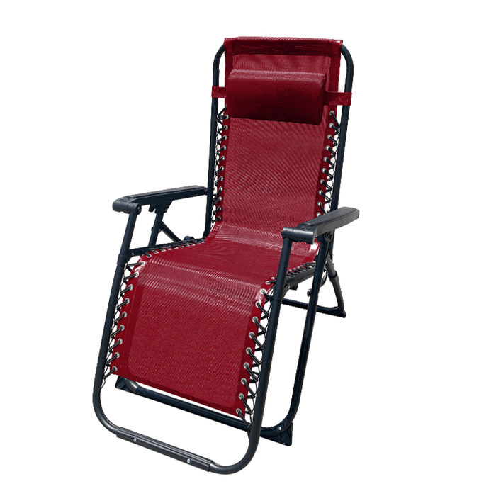 Marbueno Tumbona Plegable Acier avec Coussin Jardin et Piscine 90x65x108 cm Gravité Zéro Bordeaux 10010