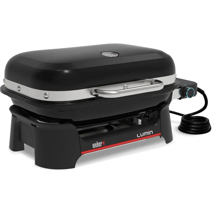 Weber Lumin Compact - Barbecue électrique 2,2 kW - Espace cuisson 28x43 cm - Acier émaillé noir