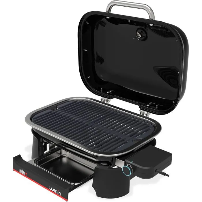 Weber Lumin Compact - Barbecue électrique 2,2 kW - Espace cuisson 28x43 cm - Acier émaillé noir