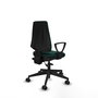 Chaise Elche Asynchrone Cuir écologique Vert foncé Base pyramidale noire Accoudoirs fixes Sans appui-tête Roulettes 65mm nylon
