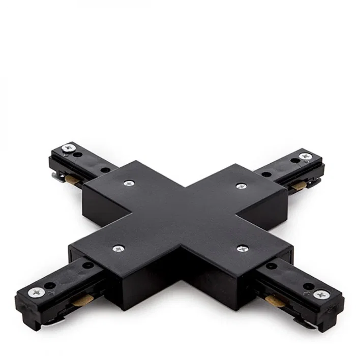 Connecteur X pour rail bifasique, LED, noir Connecteur X pour rail bifasique, LED, noir