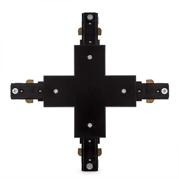 Connecteur X pour rail bifasique, LED, noir Connecteur X pour rail bifasique, LED, noir