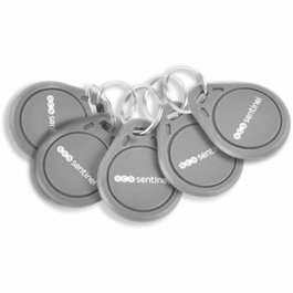 SCS SENTINEL Lot de 5 badges RFID avec porte-clés, 125 kHz