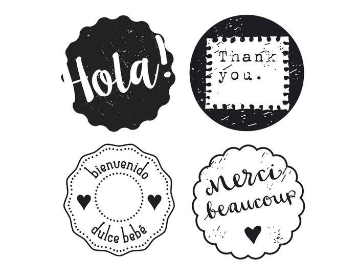 Innspiro Kit 4 Tampons Bois Gratitude et Encre Jaune