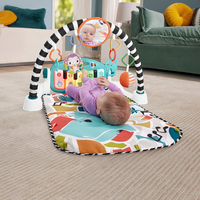 Fisher-Price Gimnasio Piano Pataditas Hyh60 avec 4 Formes de Jeu, Piano Détachable, Smart Stages, 85+ Chansons, Lumière et Musique pour Bébé