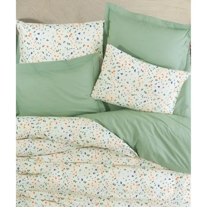 Parure de lit 100% coton renforcé - 1 housse de couette 240 x 220 cm + 2 taies d'oreiller 60 x 60 cm - Vert Parure de lit 100% coton renforcé - 1 housse de couette 240 x 220 cm + 2 taies d'oreiller 60 x 60 cm - Vert