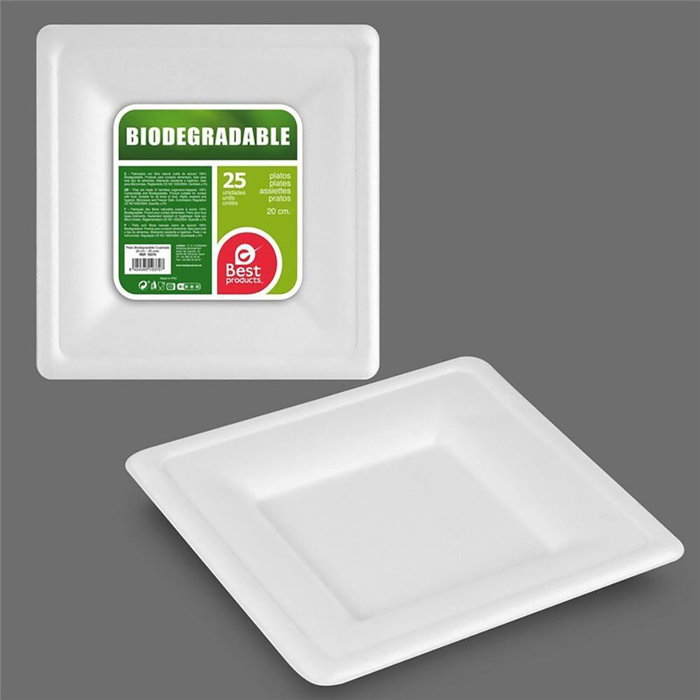 Service de vaisselle Best Products Green Canne à sucre Ø 20 cm Blanc Biodégradable Produits à usage unique 25 Unités Service de vaisselle Best Products Green Canne à sucre Ø 20 cm Blanc Biodégradable Produits à usage unique 25 Unités