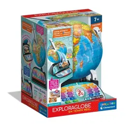 Clementoni Exploraglobe Voyage en temps réel - Globe interactif avec stylo Bluetooth, application et 28 activités éducatives - Pour enfants à partir de 7 ans