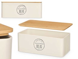 KINVARA Lot de 4 Boîtes à Pain Crème en Bambou et Métal