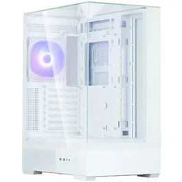 Zalman Boîtier PC P40 Prism Blanc - Moyen Tour ATX/Micro-ATX/Mini-ITX - Sans Alimentation - Châssis en Verre Trempé avec Ventilateur A-RGB, Ports USB Type-C et USB 3.0