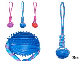MASCOW Balle en silicone avec corde 35 cm Assortiment de couleurs