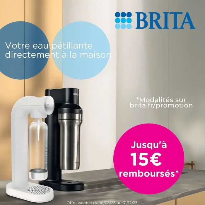 BRITA Machine à Soda SodaTRIO - Noire - Avec 1 Bouteille de 1L et 1 Cylindre de CO2 - Design Fin et Élégant