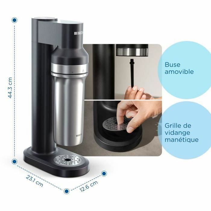 BRITA sodaTRIO Noire avec bouteille 1L et cylindre de CO2 inclus