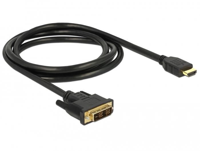 Delock Câble DVI 18+1 mâle vers HDMI-A mâle 1.5 m Haute Vitesse Doré - Noir - pour Résolution 1920x1200