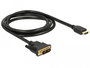 Delock Câble DVI 18+1 mâle vers HDMI-A mâle 1.5 m Haute Vitesse Doré - Noir - pour Résolution 1920x1200