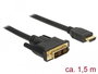 Delock Câble DVI 18+1 mâle vers HDMI-A mâle 1.5 m Haute Vitesse Doré - Noir - pour Résolution 1920x1200