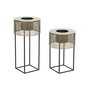 Set de pots de fleurs DKD Home Decor 33 x 33 x 67 cm Noir Doré Métal Loft