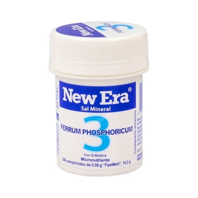 New Era Nº3 Ferrum Phosphoricum 240 Comprimés Complément Alimentaire Fer et Biotine New Era Nº3 Ferrum Phosphoricum 240 Comprimés Complément Alimentaire Fer et Biotine