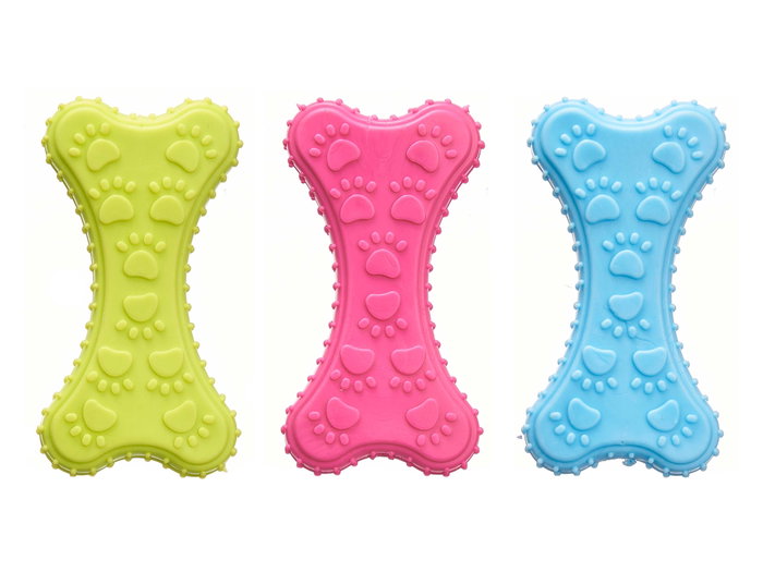 Mascow Hueso en silicone pour chien 10 cm, couleurs assorties aléatoires (Set de 24)