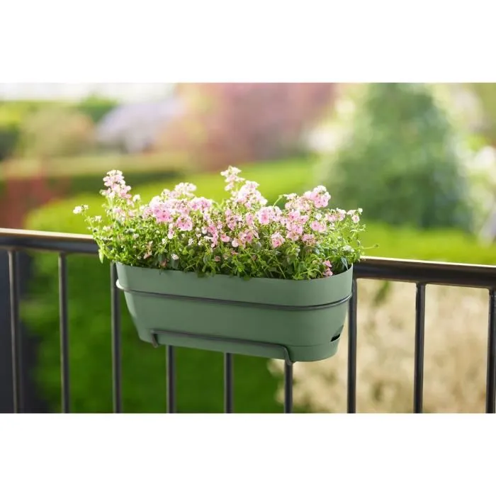 Elho Balconnière ovale Vibia Campana - Plastique avec réservoir d'eau - 50 x 18.2 x 17 cm - Vert - Jardinière pour balcon