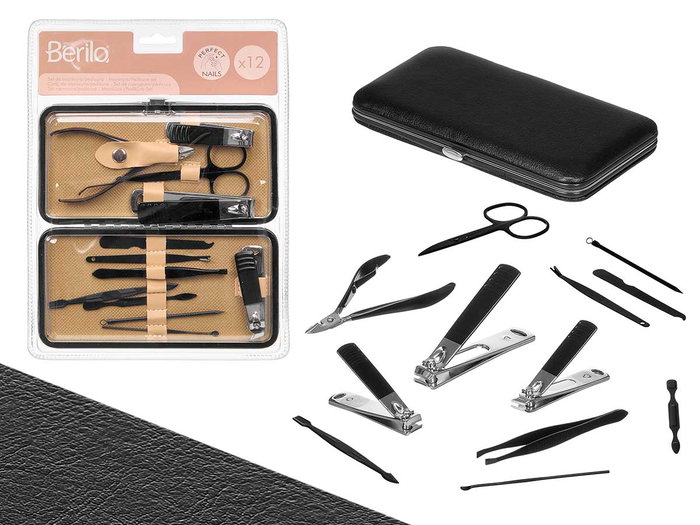 BERILO Estuche Set Pedicura Uñas Hombre Negro Marron-Negro BERILO Estuche Set Pedicura Uñas Hombre Negro Marron-Negro