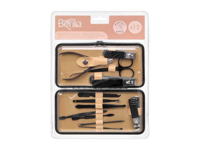 BERILO Estuche Set Pedicura Uñas Hombre Negro Marron-Negro BERILO Estuche Set Pedicura Uñas Hombre Negro Marron-Negro
