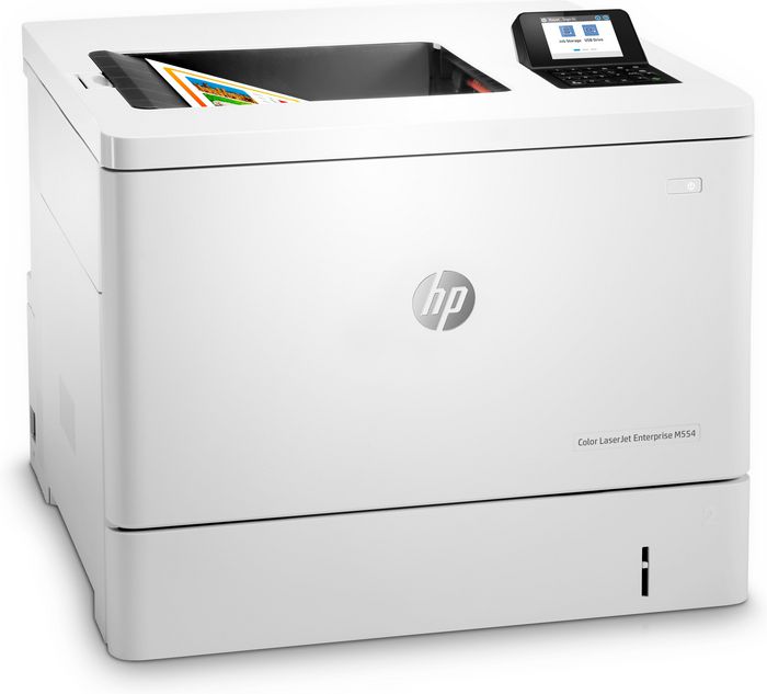 HP Imprimante LaserJet Enterprise M554dn Couleur, 33/35 ppm, Recto-Verso Automatique, Ethernet, Wi-Fi, USB, Écran LCD 2.7", A4 - Noir et Couleur