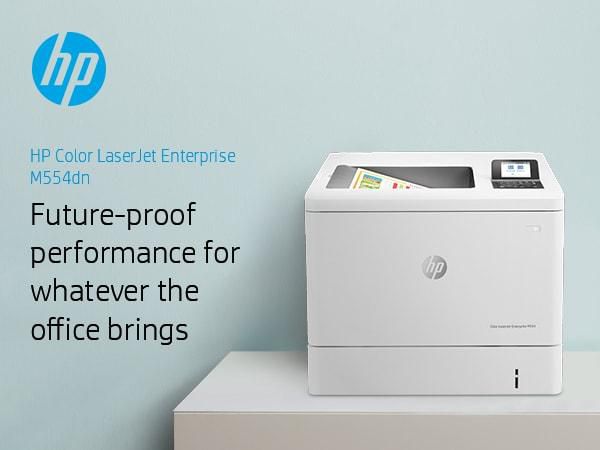 HP Imprimante LaserJet Enterprise M554dn Couleur, 33/35 ppm, Recto-Verso Automatique, Ethernet, Wi-Fi, USB, Écran LCD 2.7", A4 - Noir et Couleur