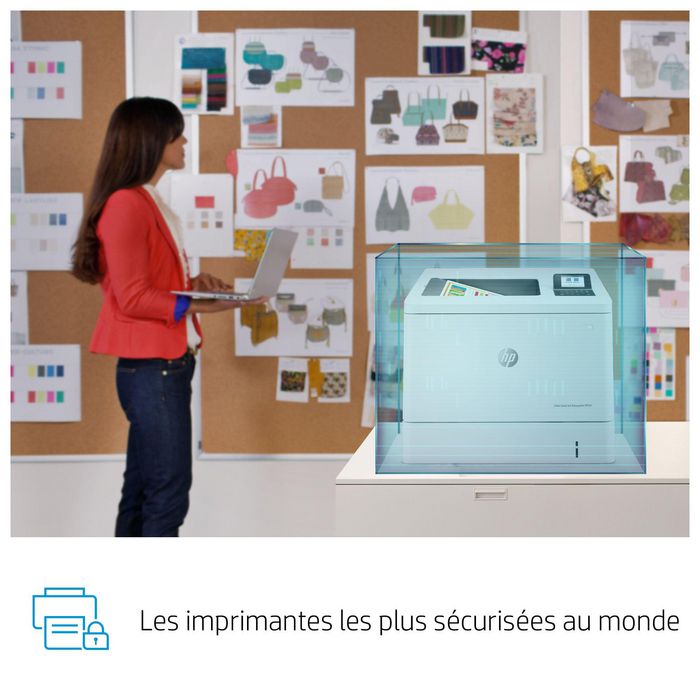 HP Imprimante LaserJet Enterprise M554dn Couleur, 33/35 ppm, Recto-Verso Automatique, Ethernet, Wi-Fi, USB, Écran LCD 2.7", A4 - Noir et Couleur