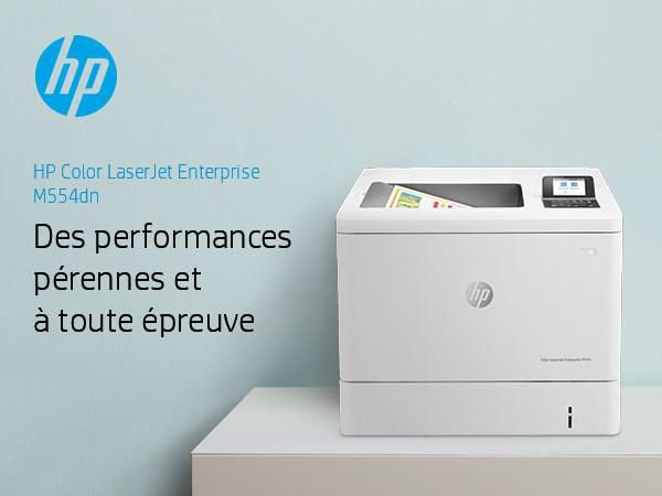 HP Imprimante LaserJet Enterprise M554dn Couleur, 33/35 ppm, Recto-Verso Automatique, Ethernet, Wi-Fi, USB, Écran LCD 2.7", A4 - Noir et Couleur