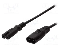LOGILINK Câble d'alimentation H03VVH2-F IEC C7 femelle vers IEC C8 mâle, 2m, noir