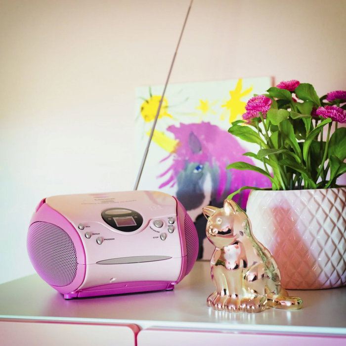 Lenco SCD-24 Radio stéréo FM avec lecteur CD rose Lenco SCD-24 Radio stéréo FM avec lecteur CD rose